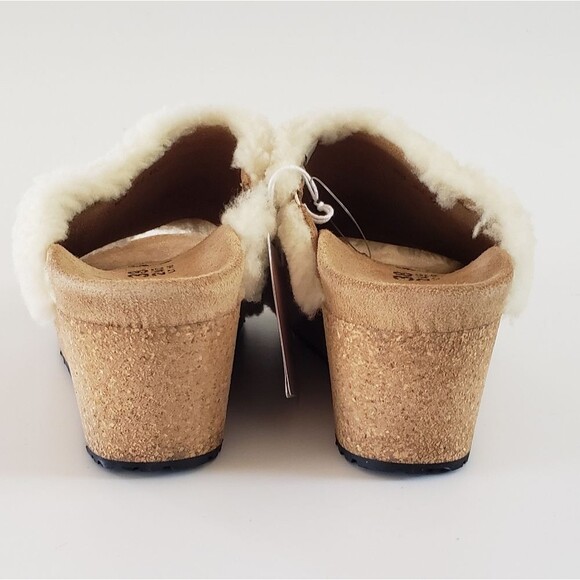 NWT Papillio Birkenstock Namica Teddy Eggshell Women's Wedge Sandal Size… - Picture 7 of 11